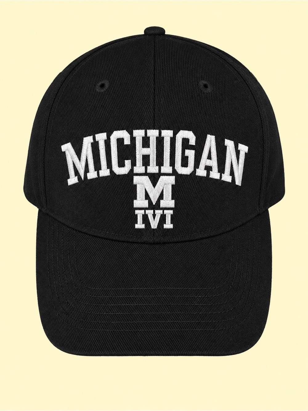 Michigan Embroidered Black Baseball Cap